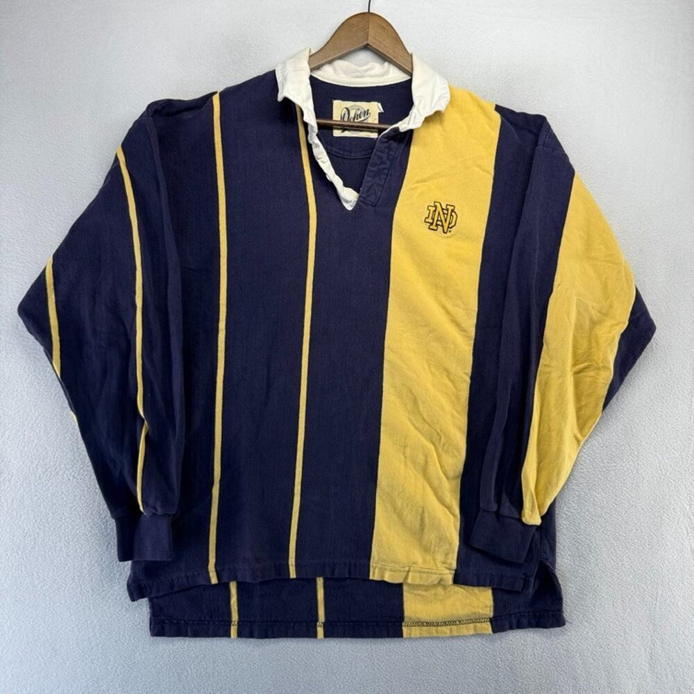 Vintage Notre Dame Rugby Shirt Mens XL Blue Yellow Fighting Irish Colorblock 90s